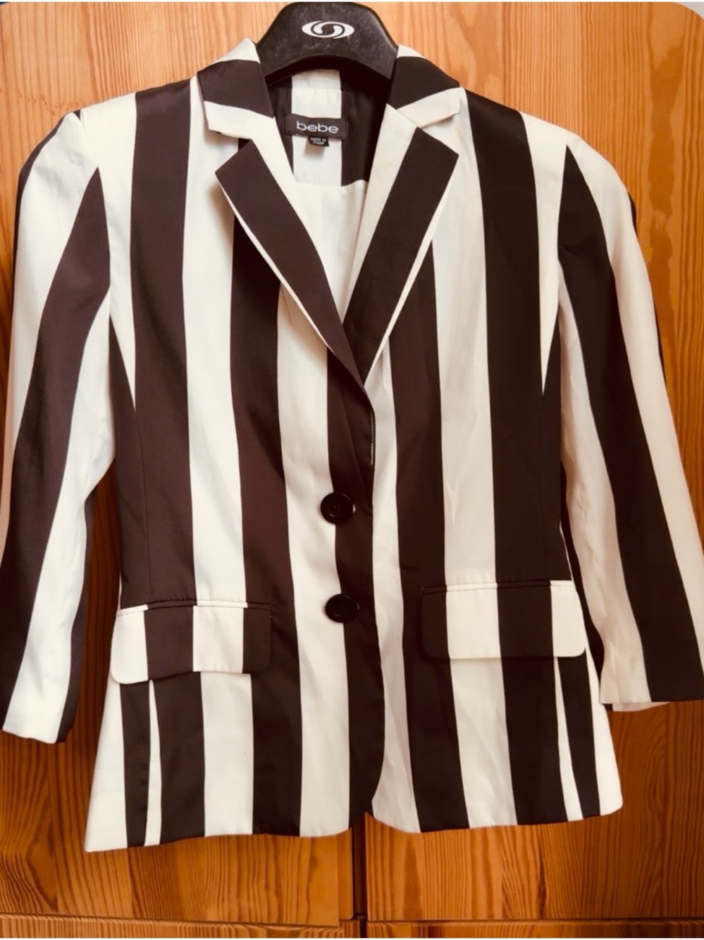 Bebe Black & White Striped Jacket